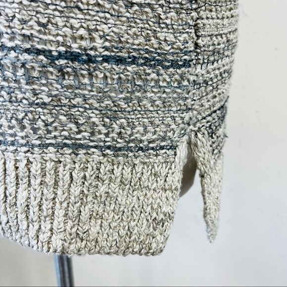 Vince Marled Open Knit Drop Shoulder Tunic Length Cotton Linen Silk Sweater XS - Picture 8 of 12